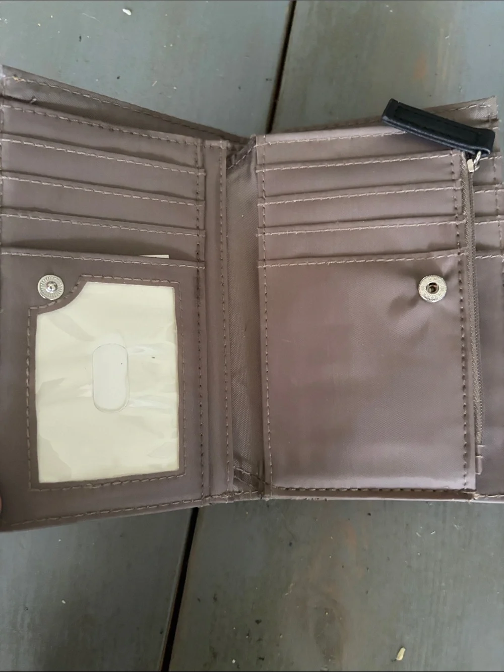 Nicole Miller Mauve Pink Compact Wallet with Black Trim